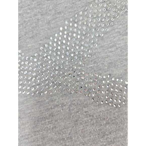 Y2K Hollister Grey T-Shirt Rhinestone Seagull Logo Women's Medium Bling Glam - Picture 4 of 8